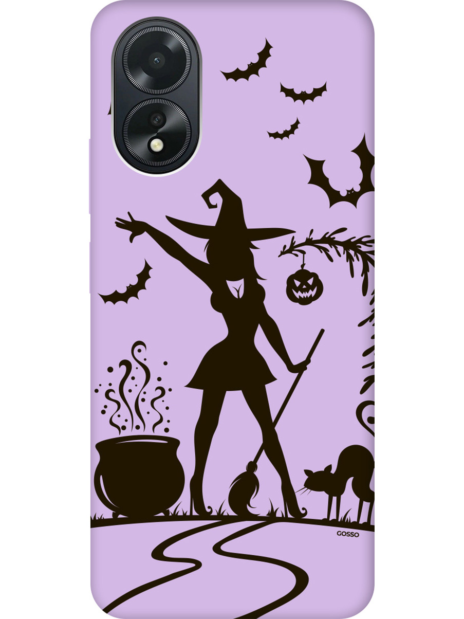 

Силиконовый чехол на Oppo A18 / A38 с рисунком "Witch and Boiler" Soft Touch сиреневый, Фиолетовый;красный;черный, 20011876