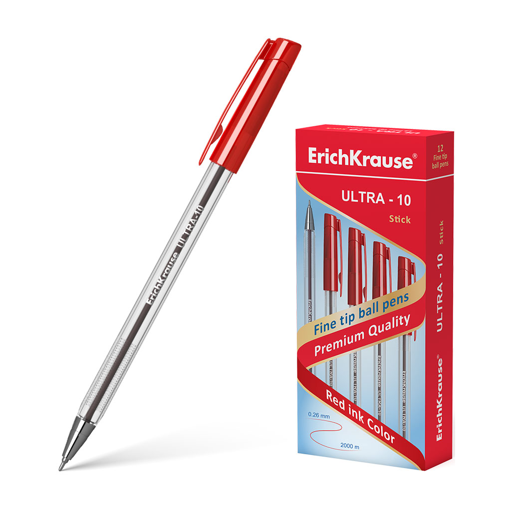 

Набор ручек шариковых ErichKrause ULTRA-10 39433, красные, 0,7 мм, 12 шт., ULTRA-10