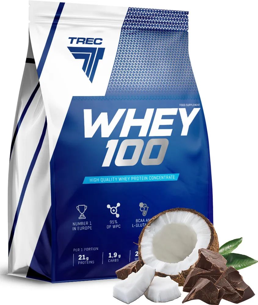 Натуральный сывороточный протеин Whey 100 2275 г, шоколад-кокос Trec Nutrition, (белковый