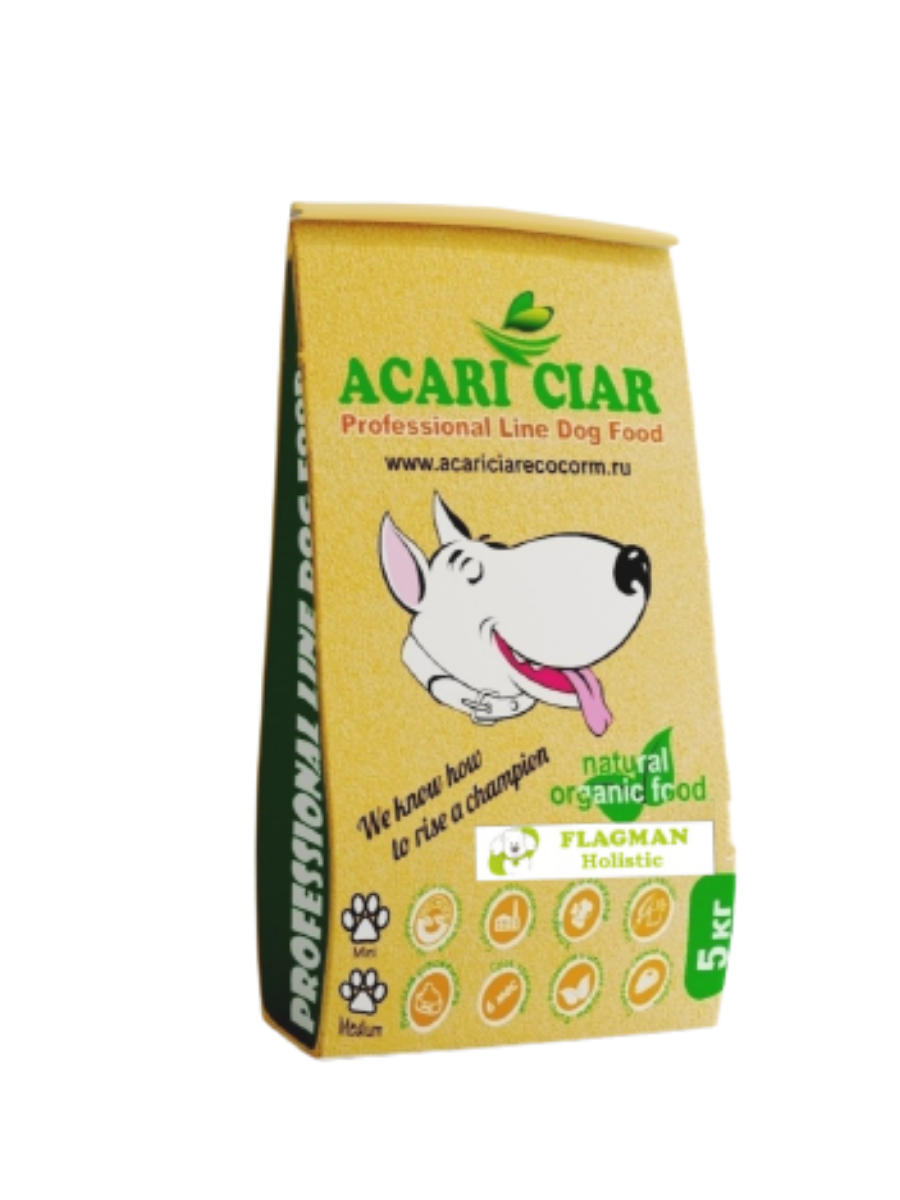 

Сухой корм для собак Acari Ciar Flagman Holistic с телятиной и рыбой, мини гранулы, 5 кг, flagman5s