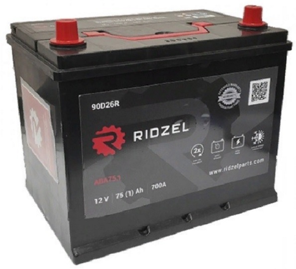 

Аккумулятор Ridzel Asia 75 А/ч 700 А прям. пол. 90D26R (261х175х225) ABA75.1, с бортом, 90D26R