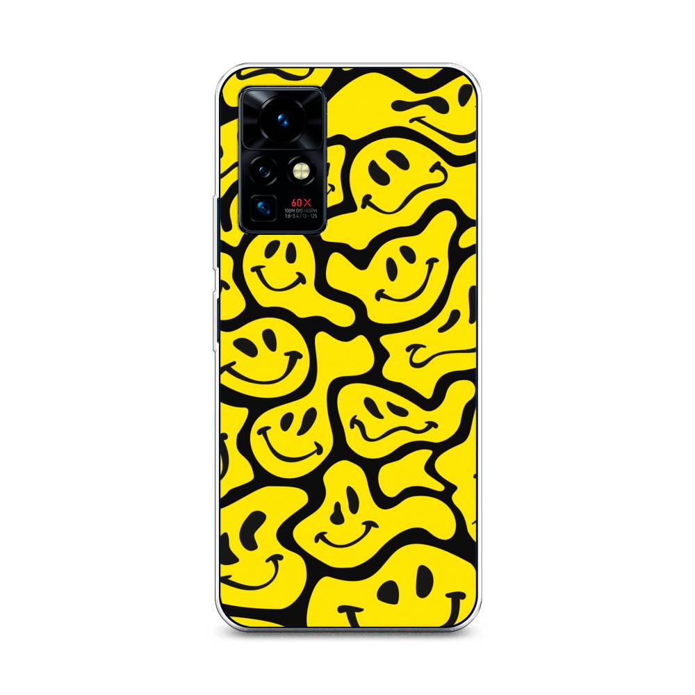 

Чехол на Infinix Zero X Pro "Расплывчатые смайлики желтые", Черный;желтый, 3101150-6