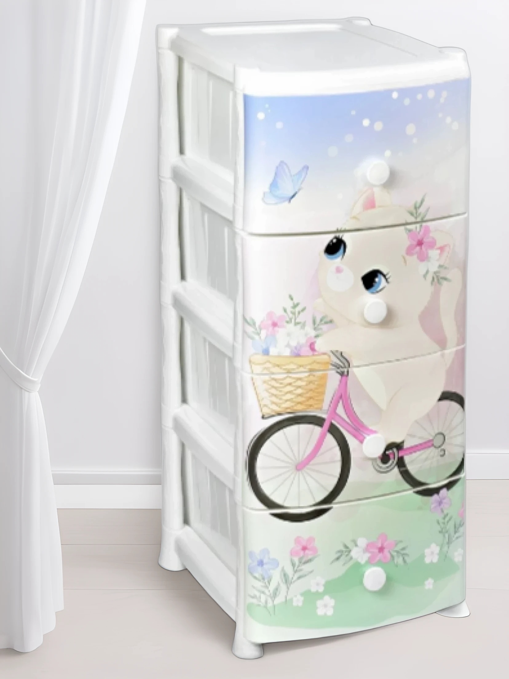 Комод Violet Kitty 39*47*95 см, пластик, 4 секции, универсальный