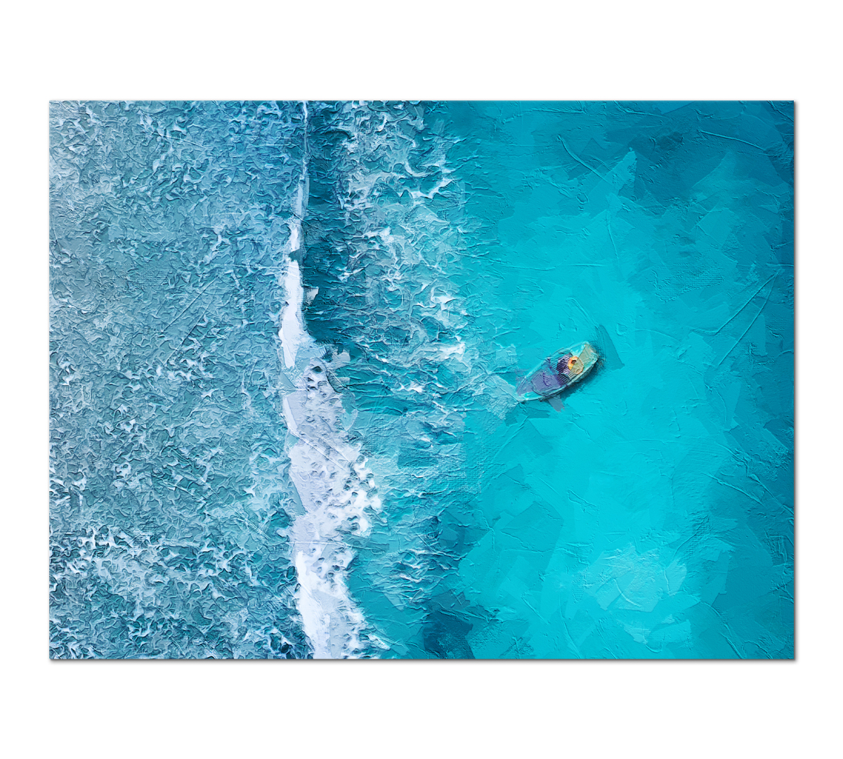фото Картина интерьерная на холсте poly print art "лодка в океане" 30х40 см.