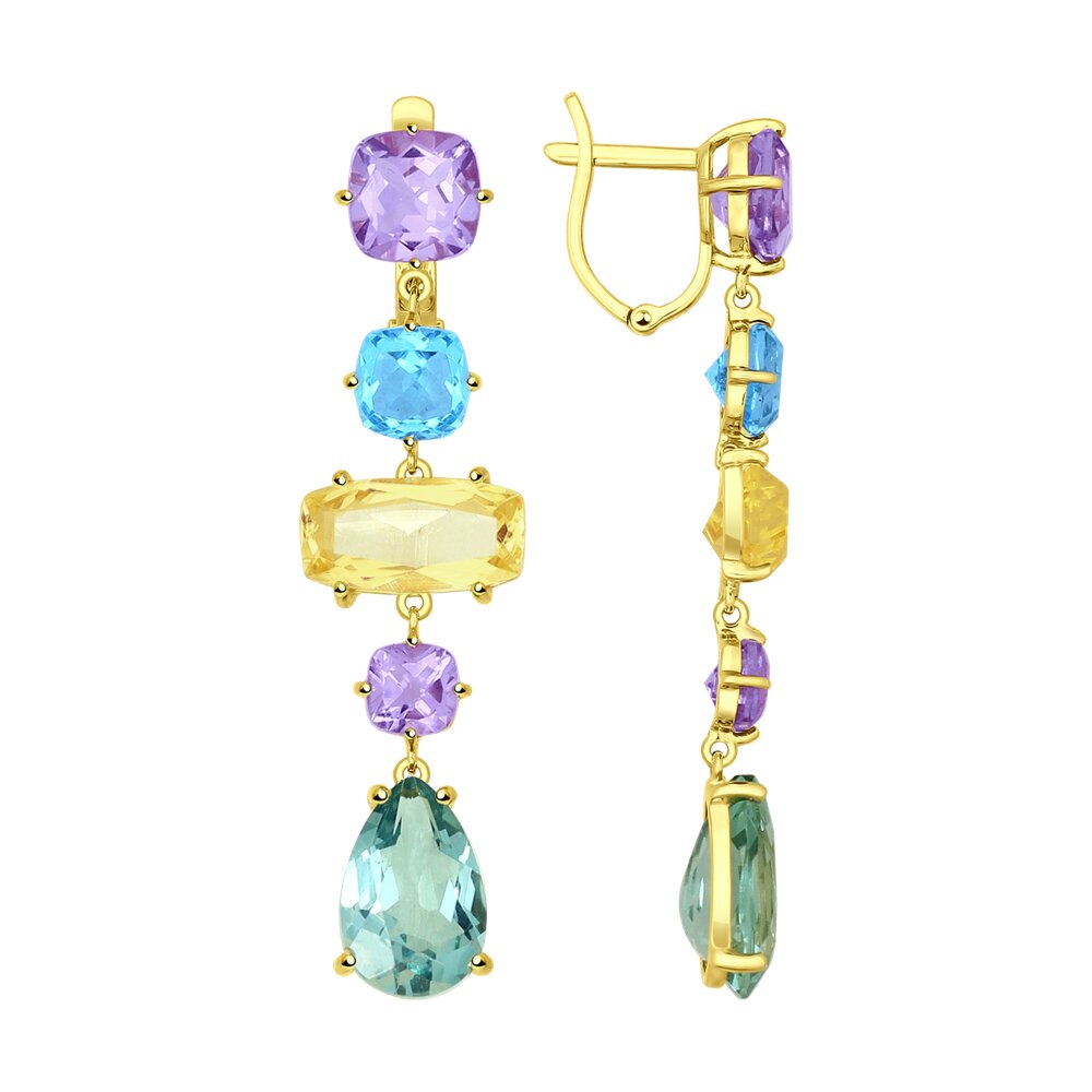 

Серьги подвески из золота SOKOLOV 724430-2, кварц искусственный/топаз/аметист, 724430-2