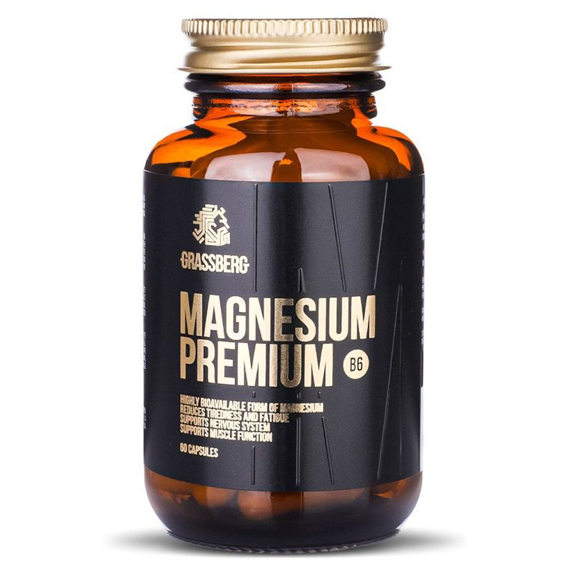 фото Витаминно-минеральный комплекс grassberg magnesium premium b6, 60 капс