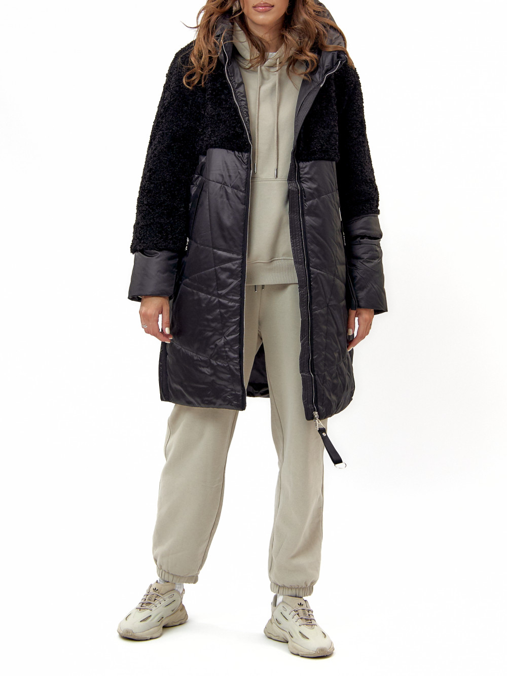 

Пальто женское AD11209 черное 6XL, AD11209