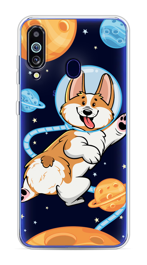 

Чехол на Samsung Galaxy M40 "Корги-космонавт", Голубой;бежевый;белый, 28750-1