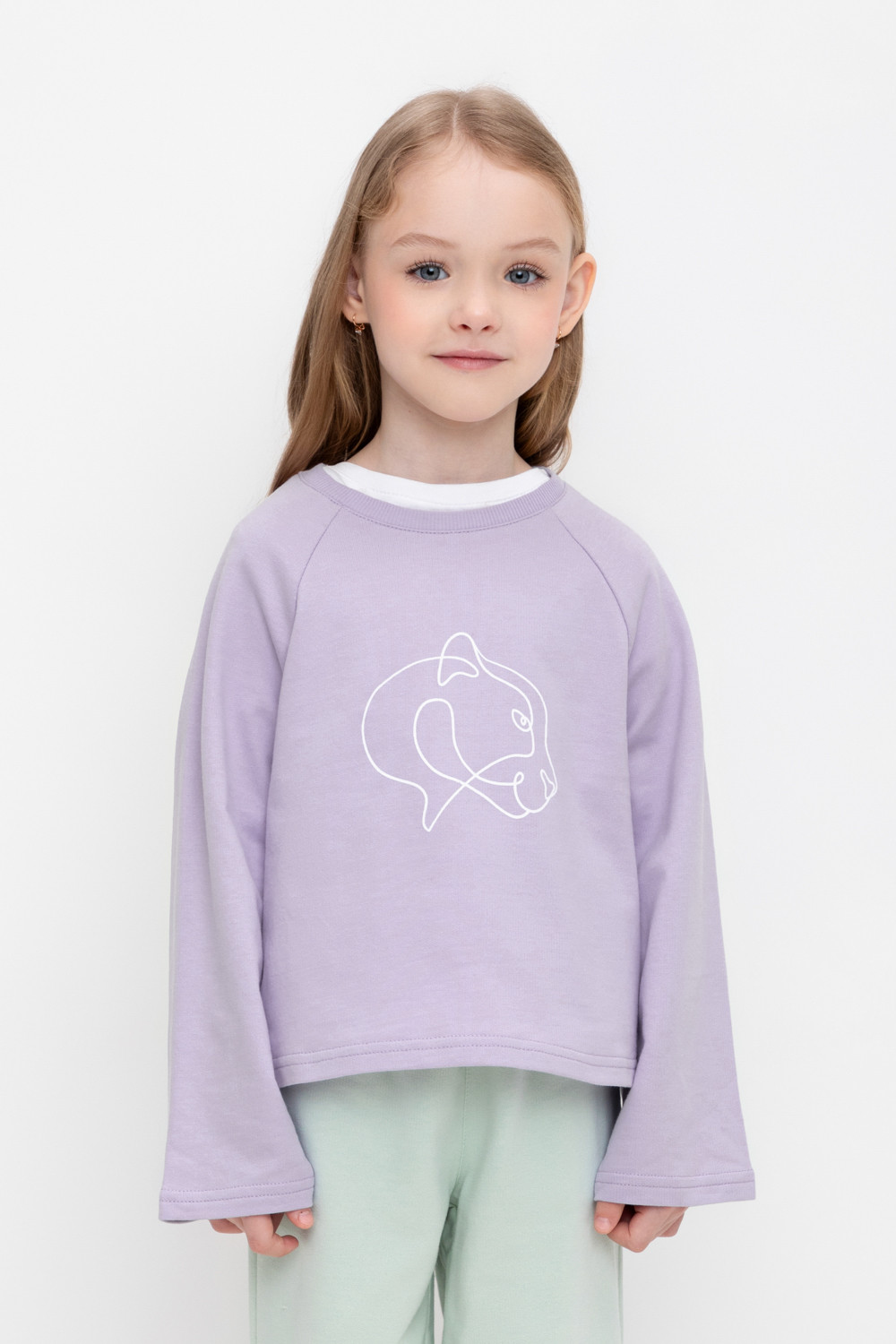 

Свитшот детский CROCKID М 3068, фиолетовый, 146, М 3068