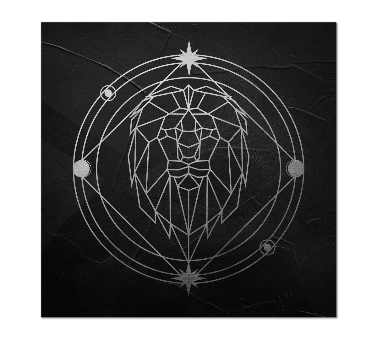 

Картина интерьерная на холсте Poly Print Art Серебряные грани - Лев 60х60 см.