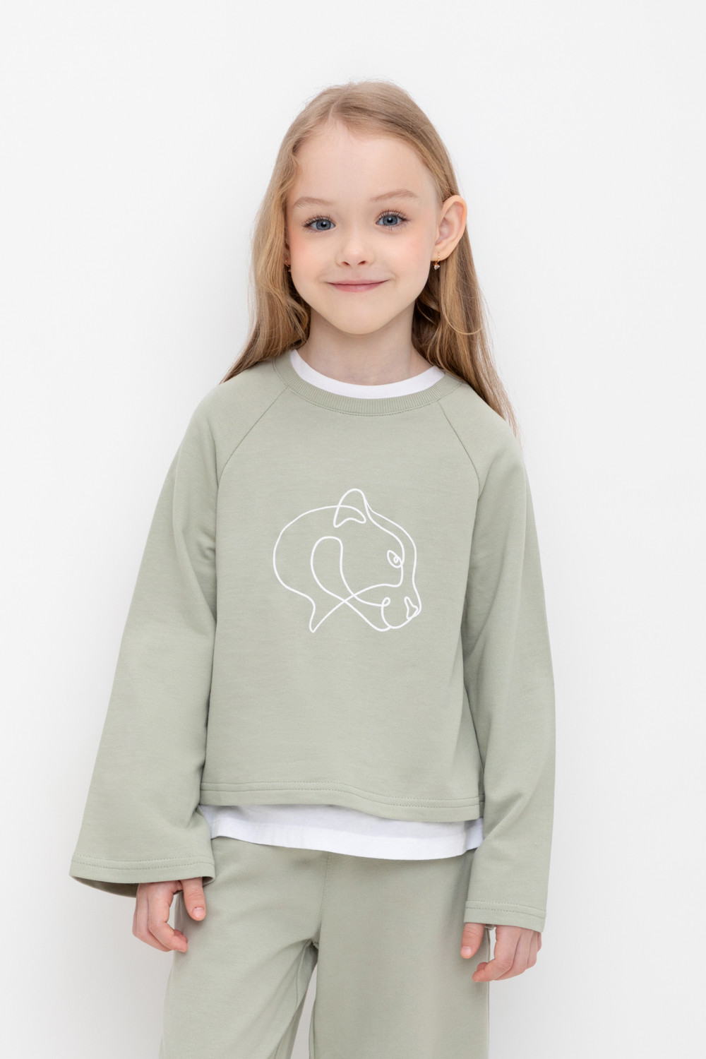 

Свитшот детский CROCKID М 3068, хаки, 146, М 3068