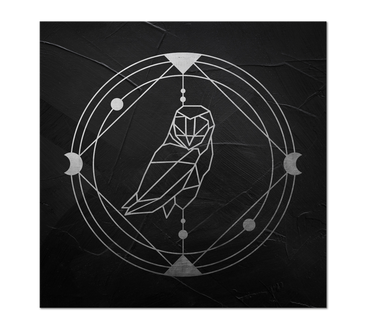 

Картина интерьерная на холсте Poly Print Art Серебряные грани - Сова 40х40 см.