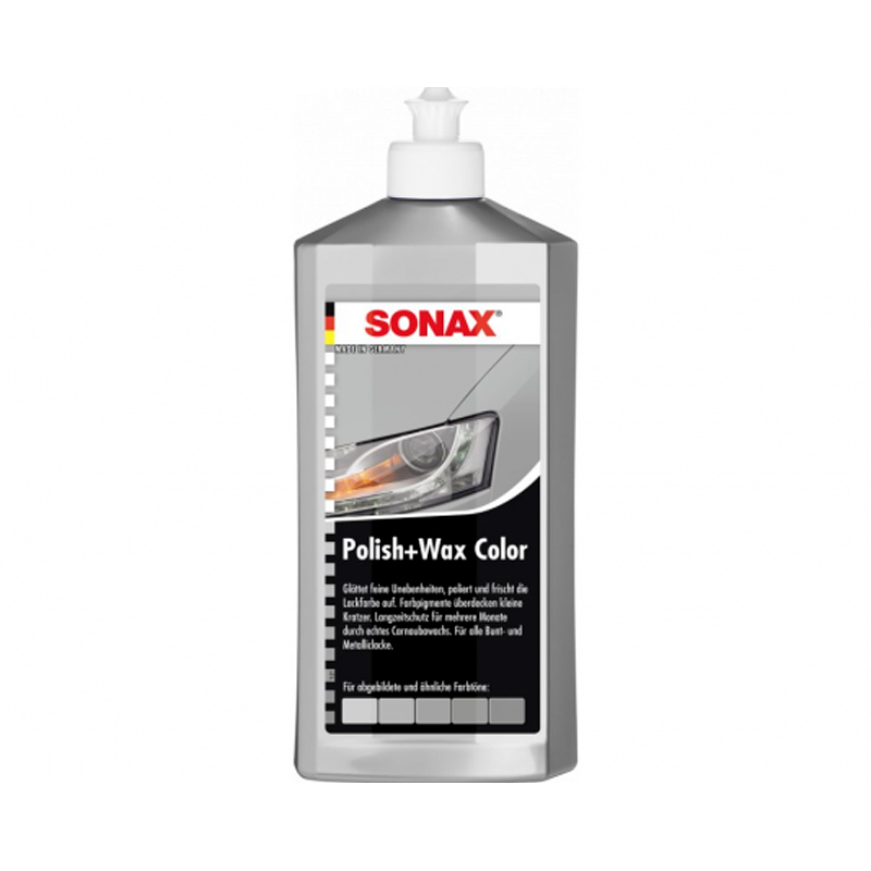 фото Sonax polish & wax color nanopro цветной полироль с воском серебристый/серый 0.5л (296300)