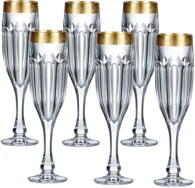 

Crystalite Bohemia, "Safari Gold" Flute, Set of 6 pcs, Прозрачный