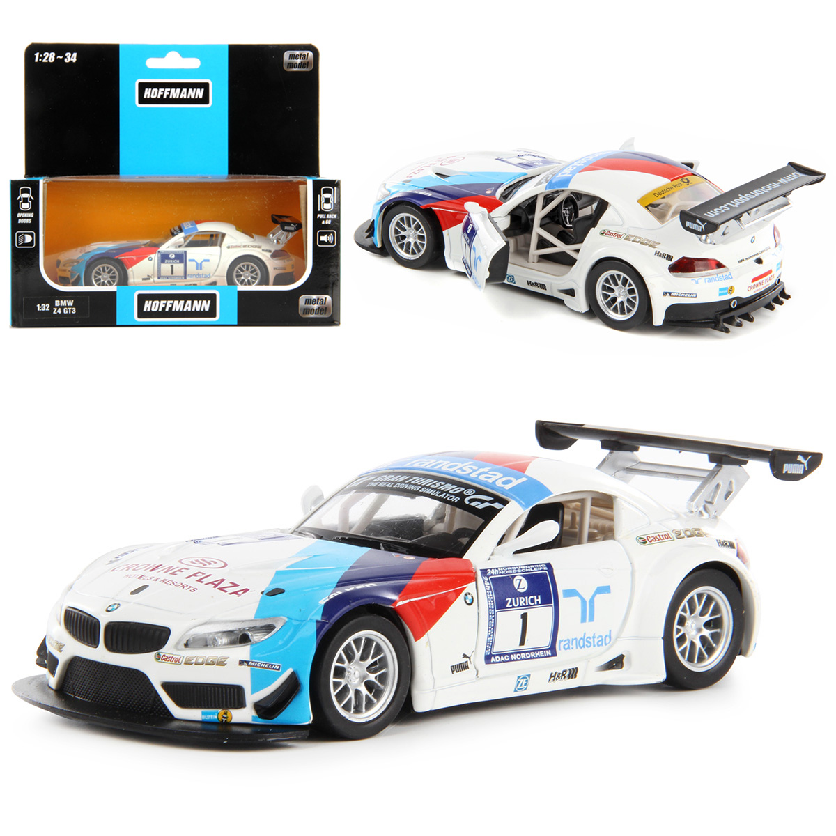 Машина металлическая Hoffmann BMW Z4 GT3 1:32 звук свет