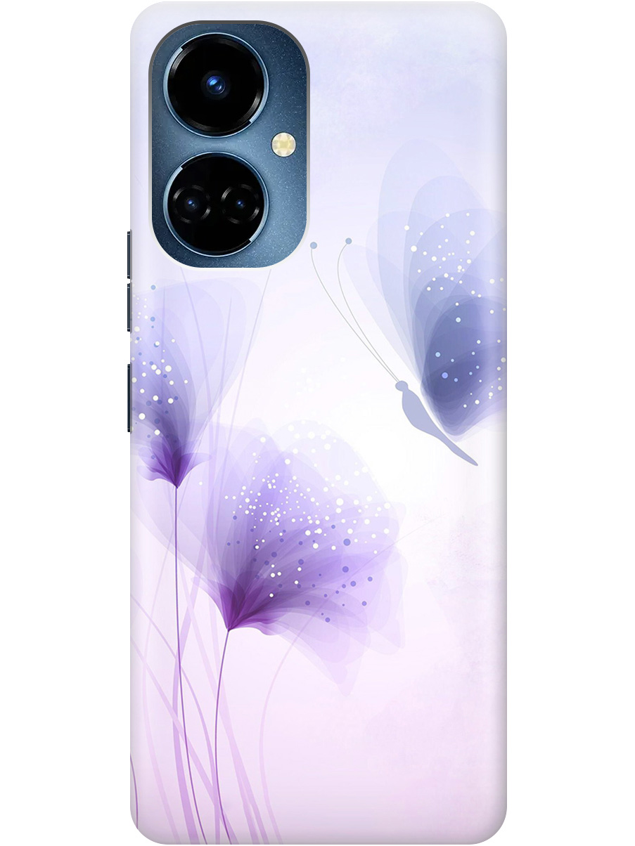 

Силиконовый чехол на Tecno Camon 19 / 19 Pro с рисунком "Бабочка и фиолетовые цветы", Фиолетовый, 20011878
