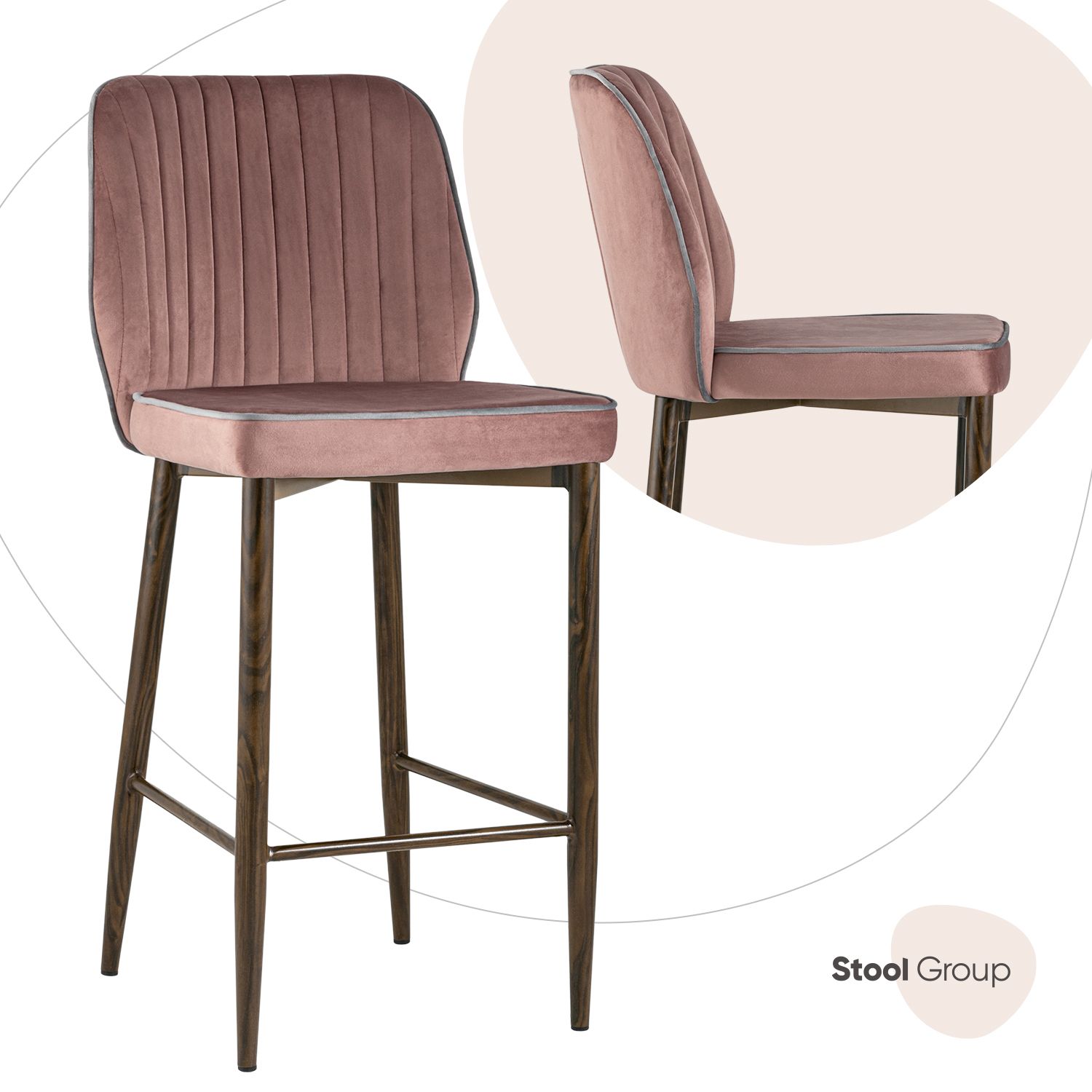 

Стул полубарный Лоренс, велюр пыльно-розовый (ножки дерево). Сидение