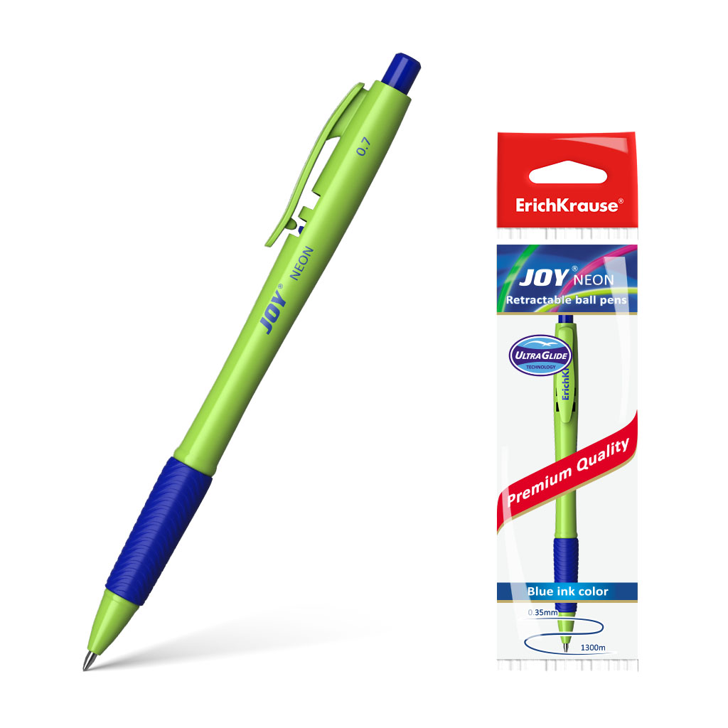 

Ручка шариковая ErichKrause Joy Neon 46788, синяя, 0,7 мм, 1 шт., Joy®