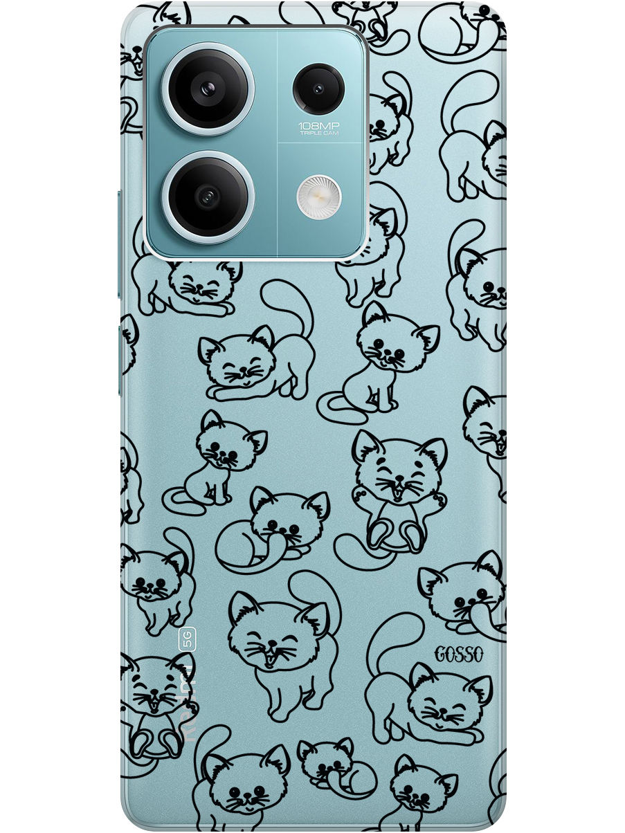 

Силиконовый чехол на Xiaomi Redmi Note 13 5g с рисунком "Cute Kitties" прозрачный, Прозрачный;черный, 20012075