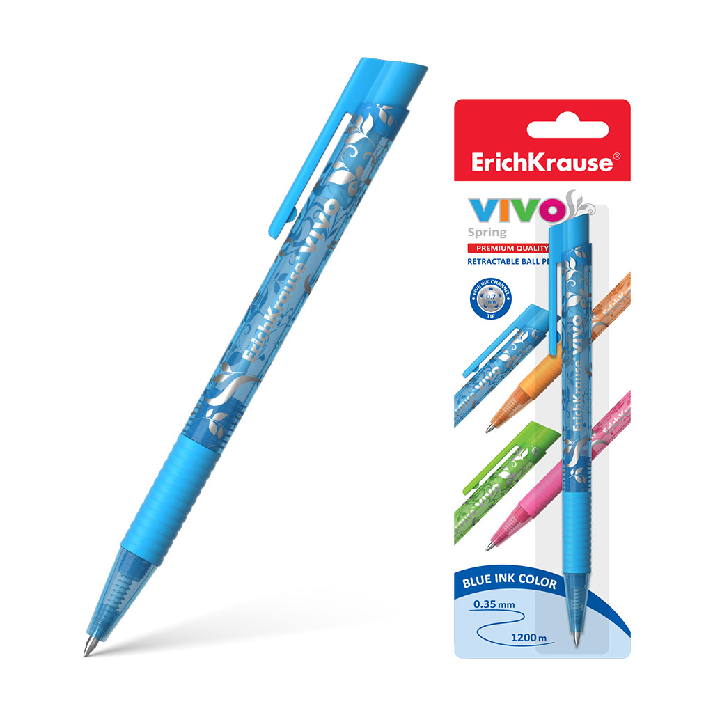 

Ручка шариковая ErichKrause Vivo Spring 45025, синяя, 0,7 мм, 1 шт., VIVO® Spring