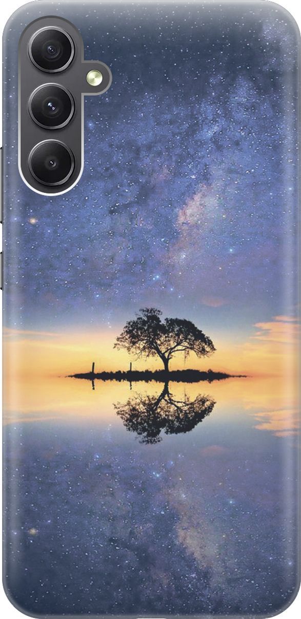 

Силиконовый чехол на Samsung Galaxy A34 5G "Звезды и ночь", Голубой;желтый, 158720