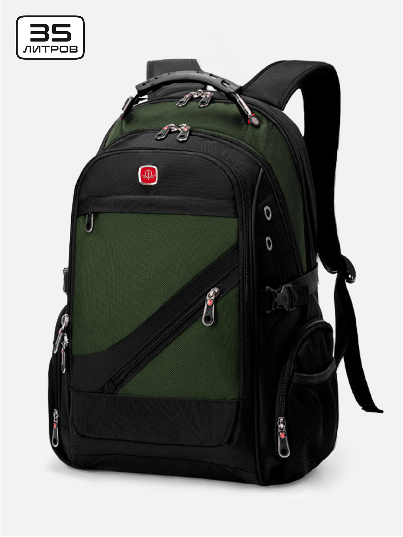 Рюкзак мужской Luxman 8810 черно-зеленый, 48х34х21 см