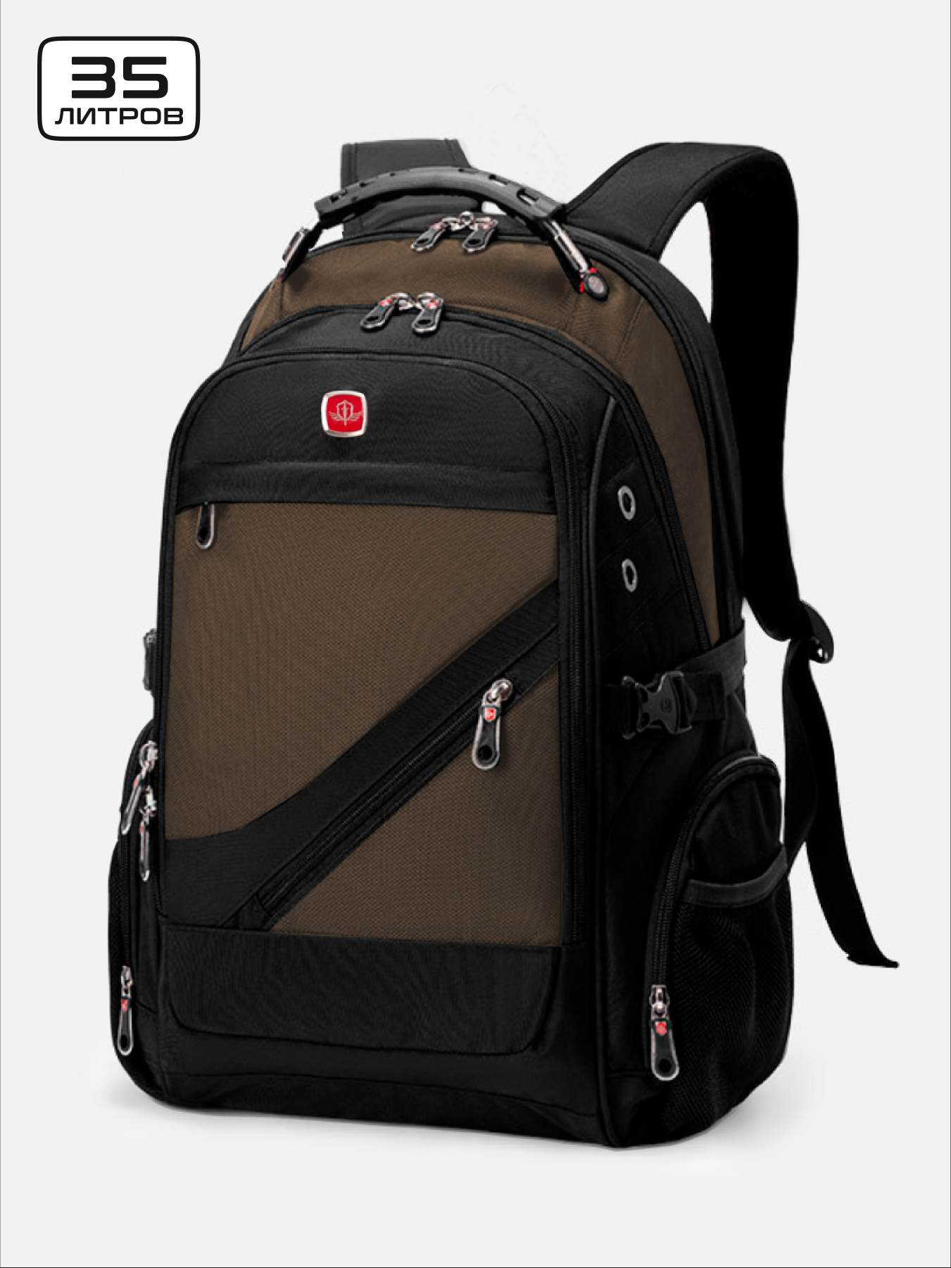 Рюкзак мужской Luxman 8810 черно-коричневый, 48х34х21 см