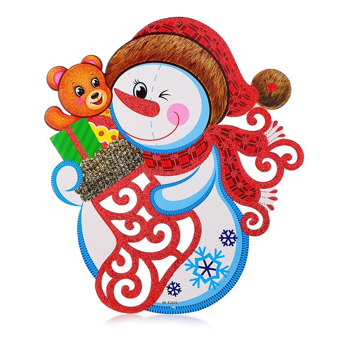 Новогоднее украшение Снеговичок снеговик, 38х30 см (S1112)