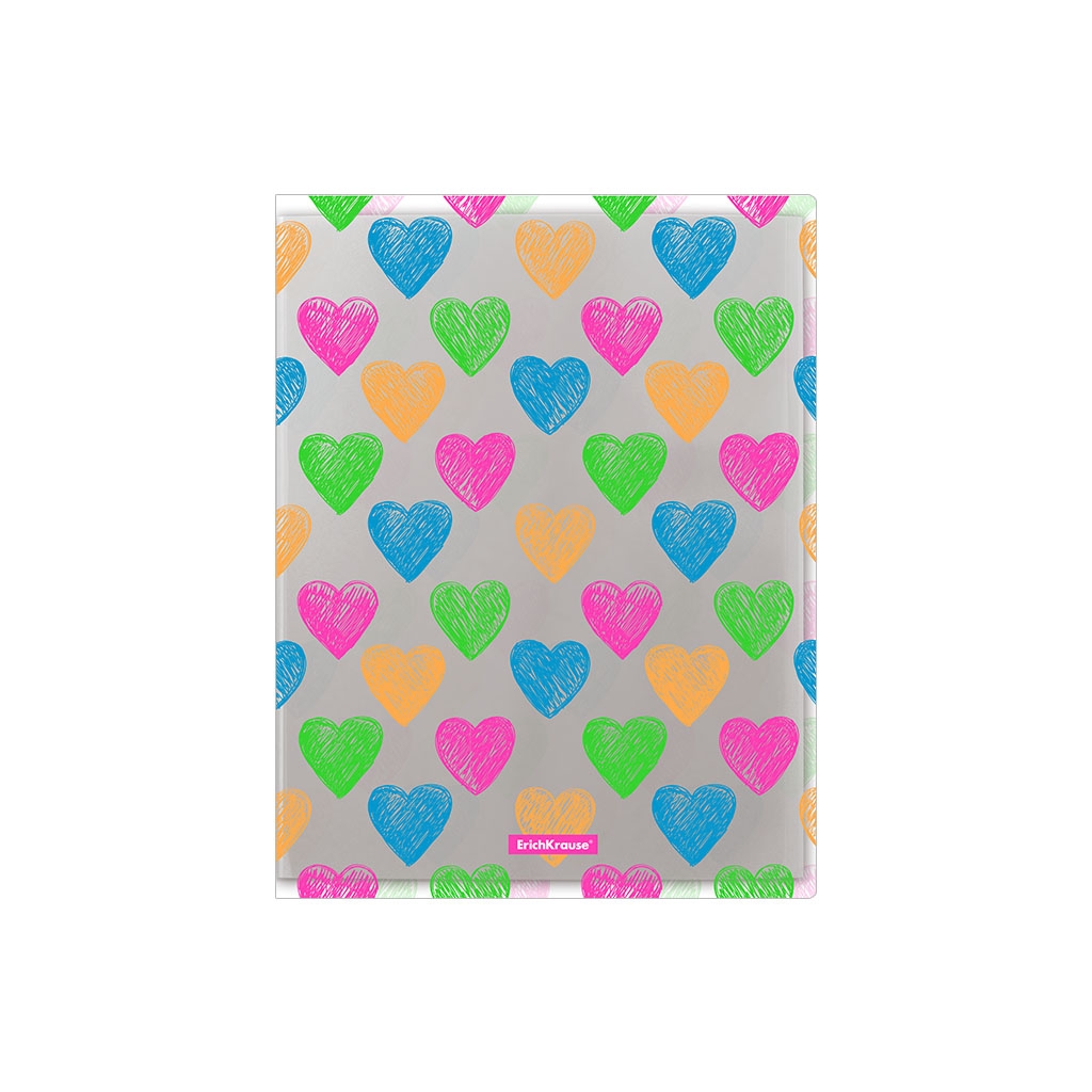 

Папка файловая пластиковая ErichKrause Neon Hearts, c 30 карманами, A4 (в пакете по 4 шт.)