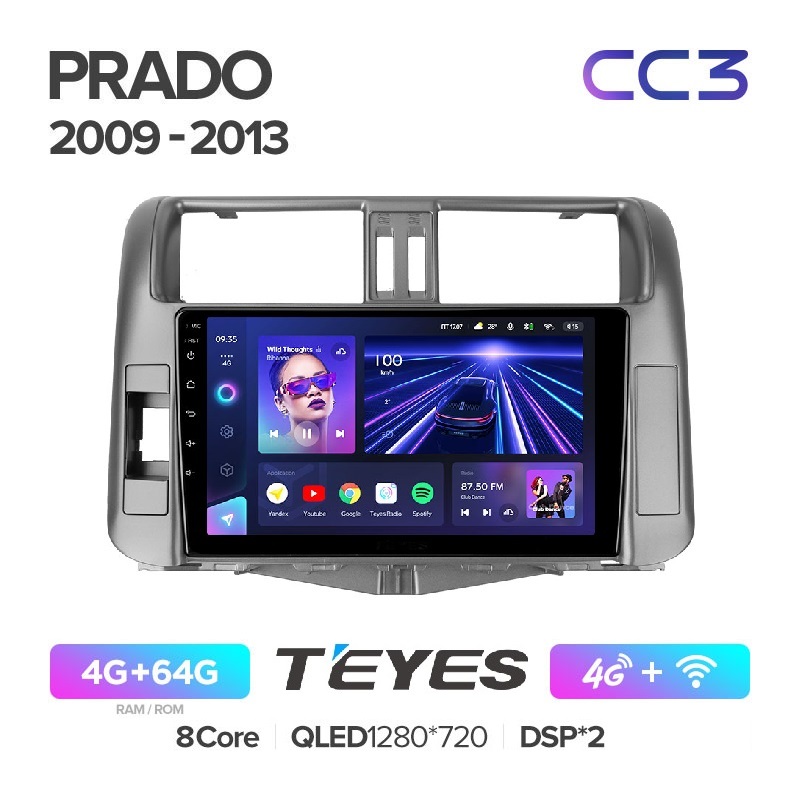 Автомагнитола Teyes CC3 4/32Гб Toyota Land Cruiser Prado 150 2009 - 2013 ANDROID