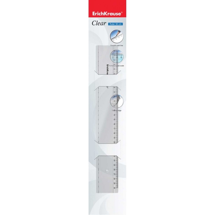 

Линейка пластиковая ErichKrause Clear, 30 см, прозрачная (в блистере)
