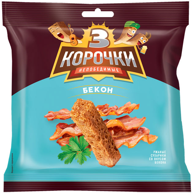 

Сухарики ржан. 3 КОРОЧКИ холодец/хрен 100г.*5 шт, 3 Кророчки