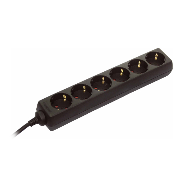 фото Удлинитель schwabe 11632 as, 6 розеток, 3 м, black
