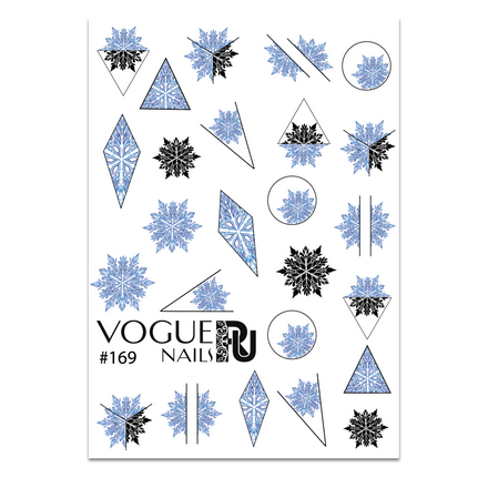 

Слайдер-дизайн Vogue Nails черно-голубой снежинки геометрия, Черный;голубой