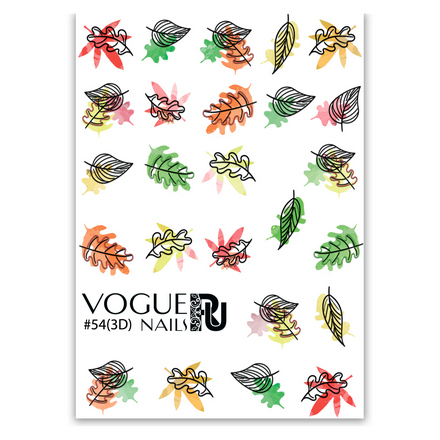 

Слайдер Vogue Nails 3D цветной листья, Разноцветный