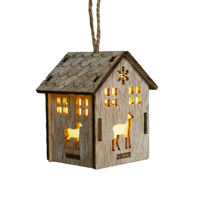 Елочная игрушка Luazon lighting Домик и олень Fnb-067 1 шт. бежевый