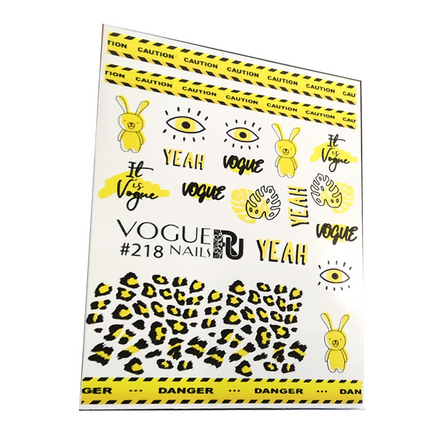 Слайдер-дизайн Vogue Nails черно-желтый надписи животные