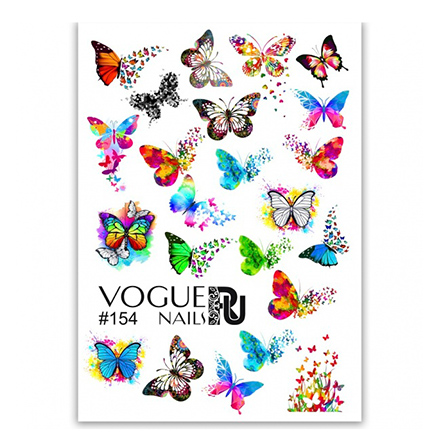 

Слайдеры для ногтей Vogue Nails водные наклейки украшения для маникюра, бабочки, лето, Разноцветный