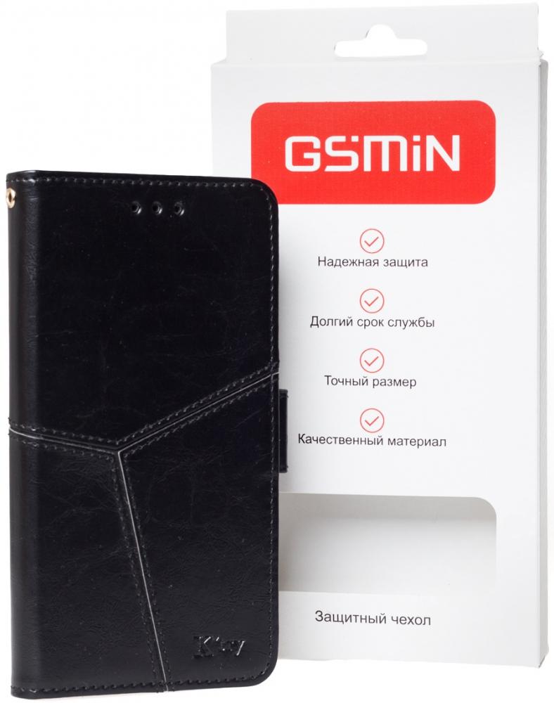 фото Кожаный чехол-книжка gsmin series ktry для xiaomi mi 8 se с магнитной застежкой (черный)