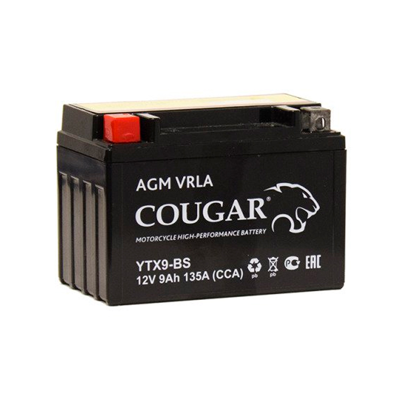 Аккумулятор мотоциклетный Cougar AGM YTX9-BS 12V 9Ah