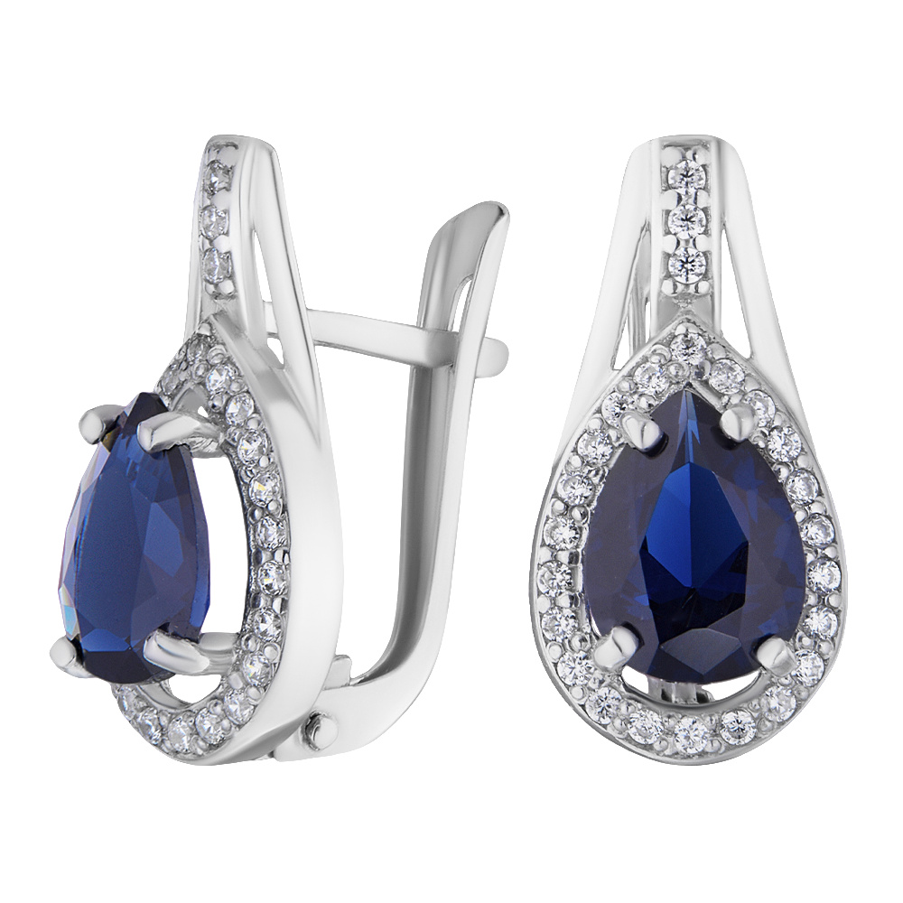 

Серьги из серебра ЮВЕЛИР КАРАТ 2725373/9, сапфир искусственный/фианит, 2725373/9