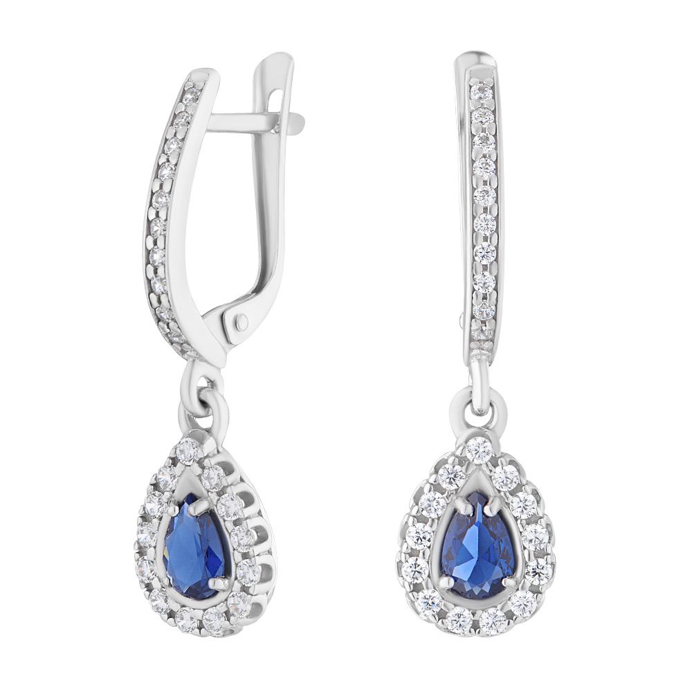 

Серьги подвески из серебра ЮВЕЛИР КАРАТ 2722392/91шс, сапфир искусственный/фианит, 2722392/91шс