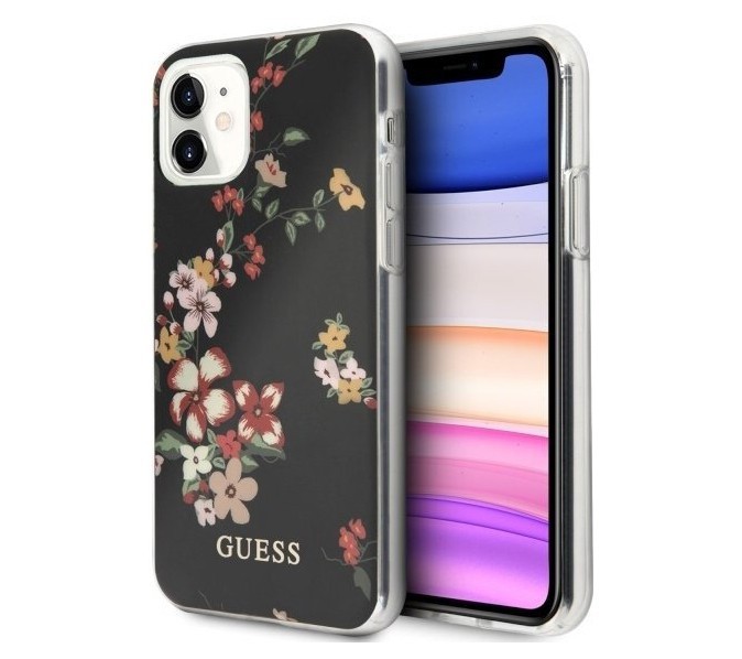 фото Чехол guess flower tpu/pc hard shiny n.4 iphone 11, черный cg mobile