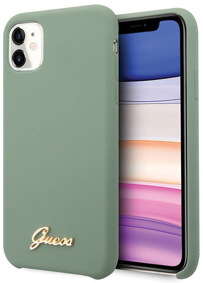 фото Чехол cg mobile guess silicone collection gold metal logo hard для iphone 11 зеленый