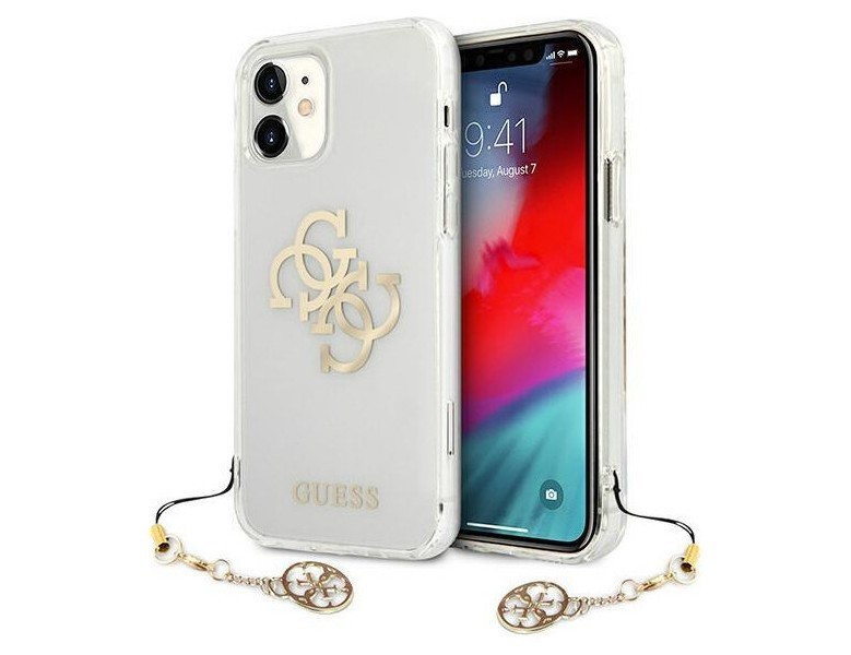 фото Чехол guess pc/tpu 4g big logo hard + gold charm iphone 11, прозрачный/золотой шарм cg mobile