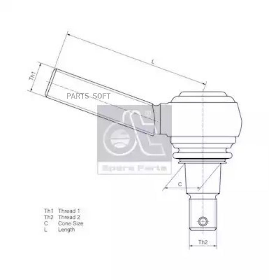 

Наконечник рулевой тяги MAN M2000,TGA (95-) (M30х1.50мм,M24х1.50мм,L=128мм) правый DT