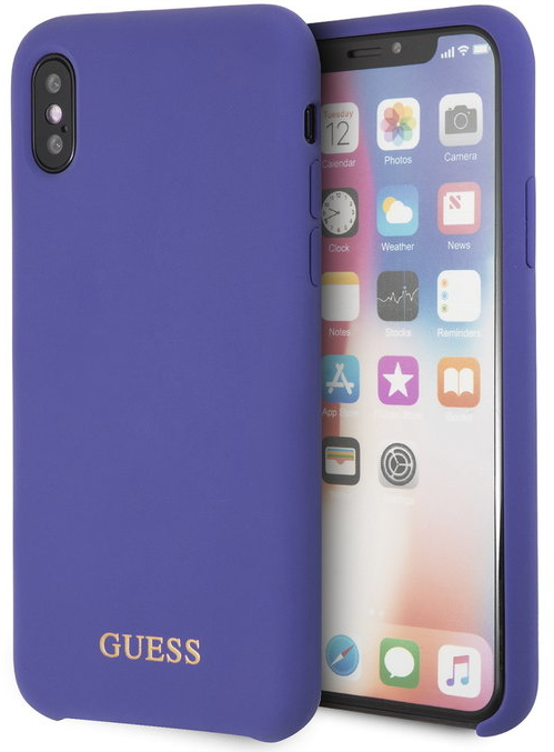 фото Чехол cg mobile guess silicone collection gold logo hard для iphone x/xs фиолетовый