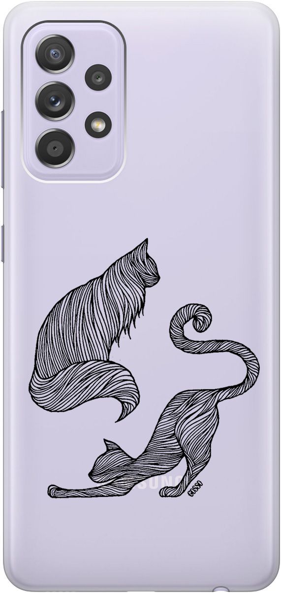 

Силиконовый чехол на Samsung Galaxy A52 с 3D принтом "Lazy Cats" прозрачный, Прозрачный;серый, 535