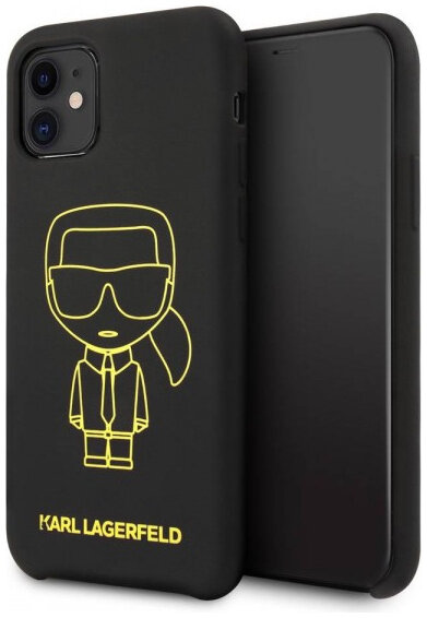 фото Чехол cg mobile karl lagerfeld ikonik outlines hard для iphone 11 черный/желтый