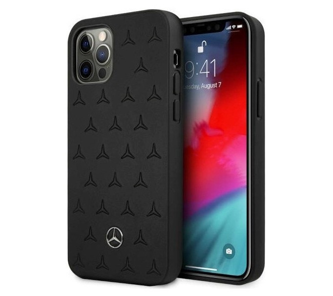 фото Чехол mercedes genuine leather stars hard iphone 12 pro max, черный cg mobile
